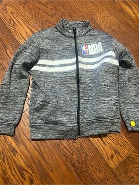 NBA Gray Kids Full-Zip Heather Jacket with White Stripe